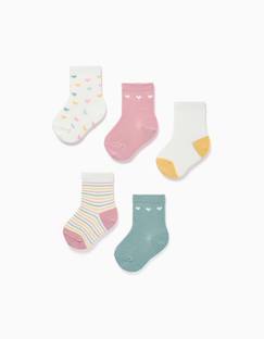 Lot de 5 paires de chaussettes à rayures/cœurs  - vertbaudet enfant