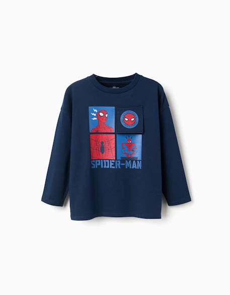 Garçon-T-shirt en coton à manches longues et imprimé spider-man