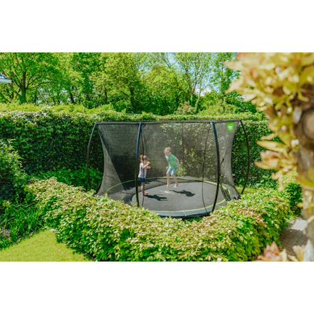 Trampoline enterré rond ø427cm avec filet de sécurité Noir+Rose+Vert 6 - vertbaudet enfant 