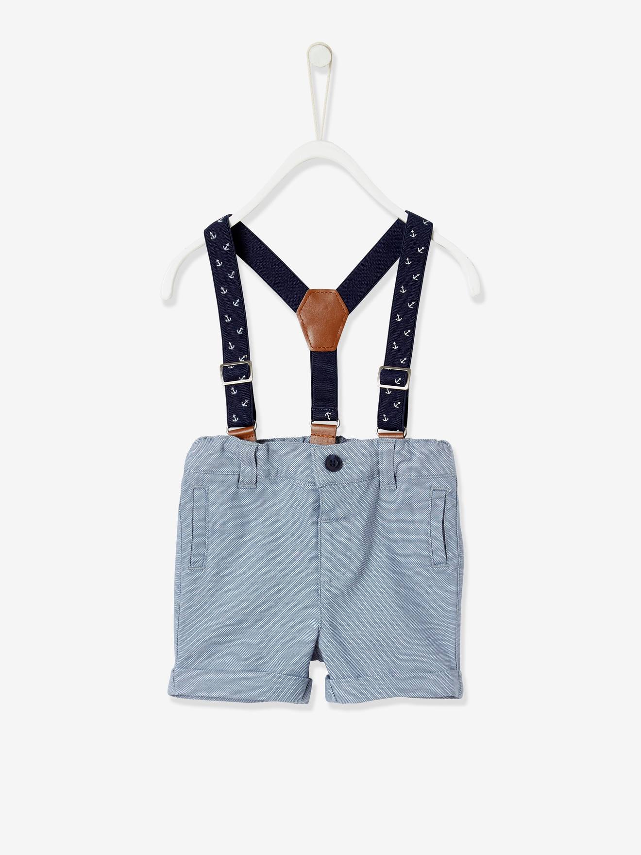 Ensemble Chemise Nœud Papillon Et Short A Bretelles Bebe Garcon Ivoire Vertbaudet