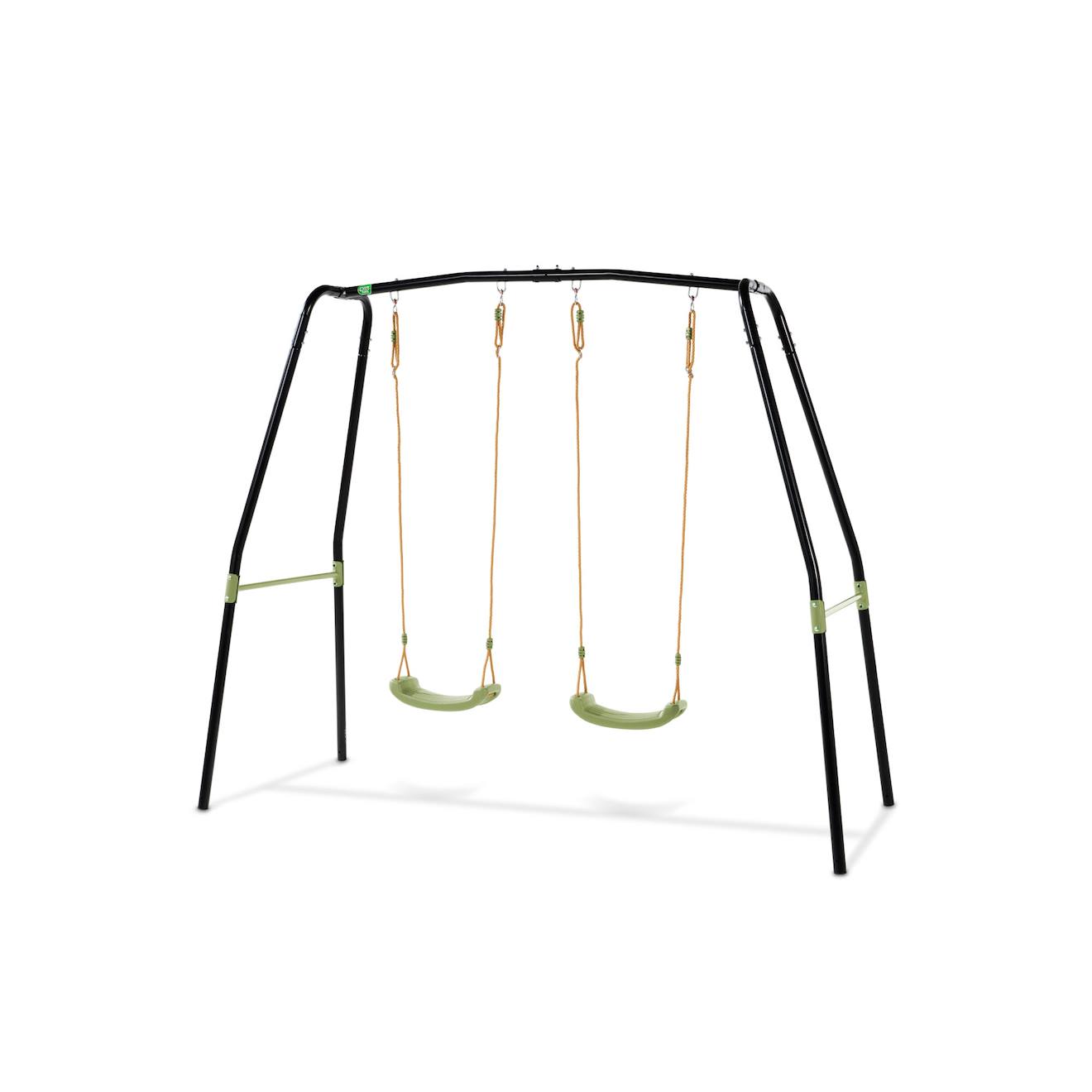 Balançoire Double Avec Barre Fixe Pour Jardin Enfant Noir