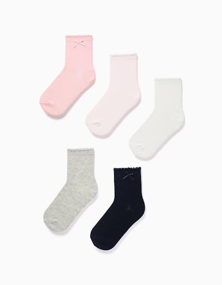 Fille-Sous-vêtement-Lot de 5 paires de chaussettes avec tiges ondulées
