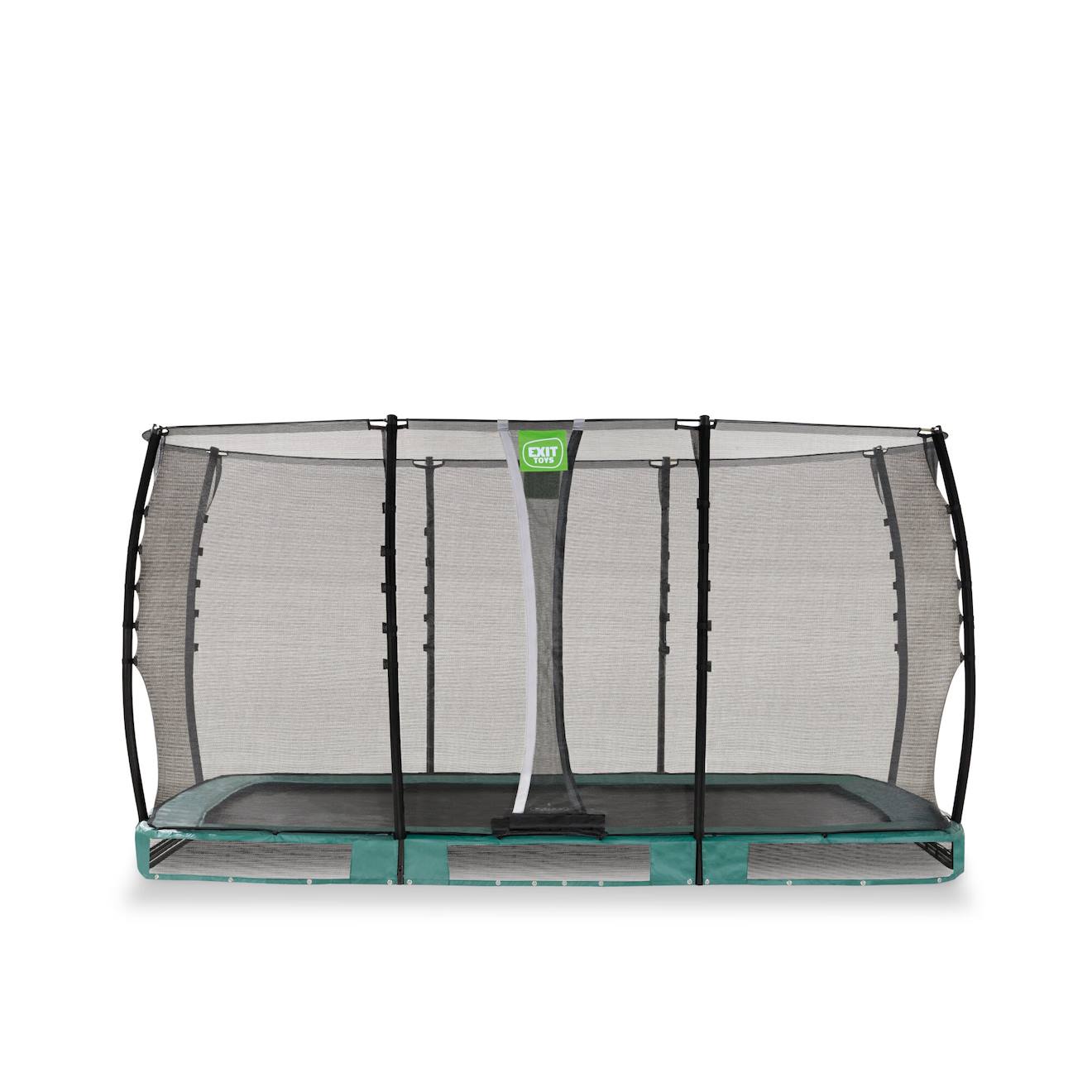 Trampoline Semi-enterré Rectangulaire 214x366cm Avec Filet De Sécurité Vert