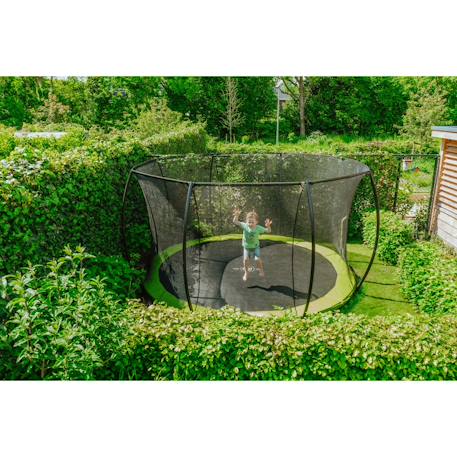 Trampoline enterré rond ø427cm avec filet de sécurité Noir+Rose+Vert 18 - vertbaudet enfant 