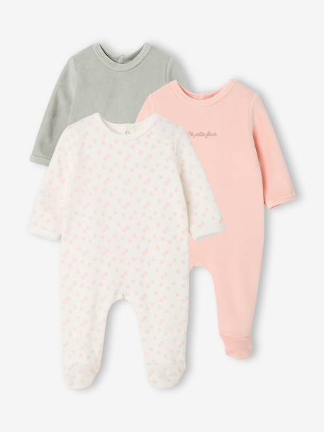 Lot de 3 dors bien bébé ouverture dos beige chiné+gris chiné+vert sauge 17 - vertbaudet enfant 