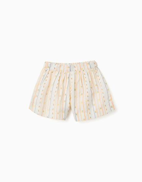 Bébé-Short-Short en coton avec fleurs et taille élastiquée
