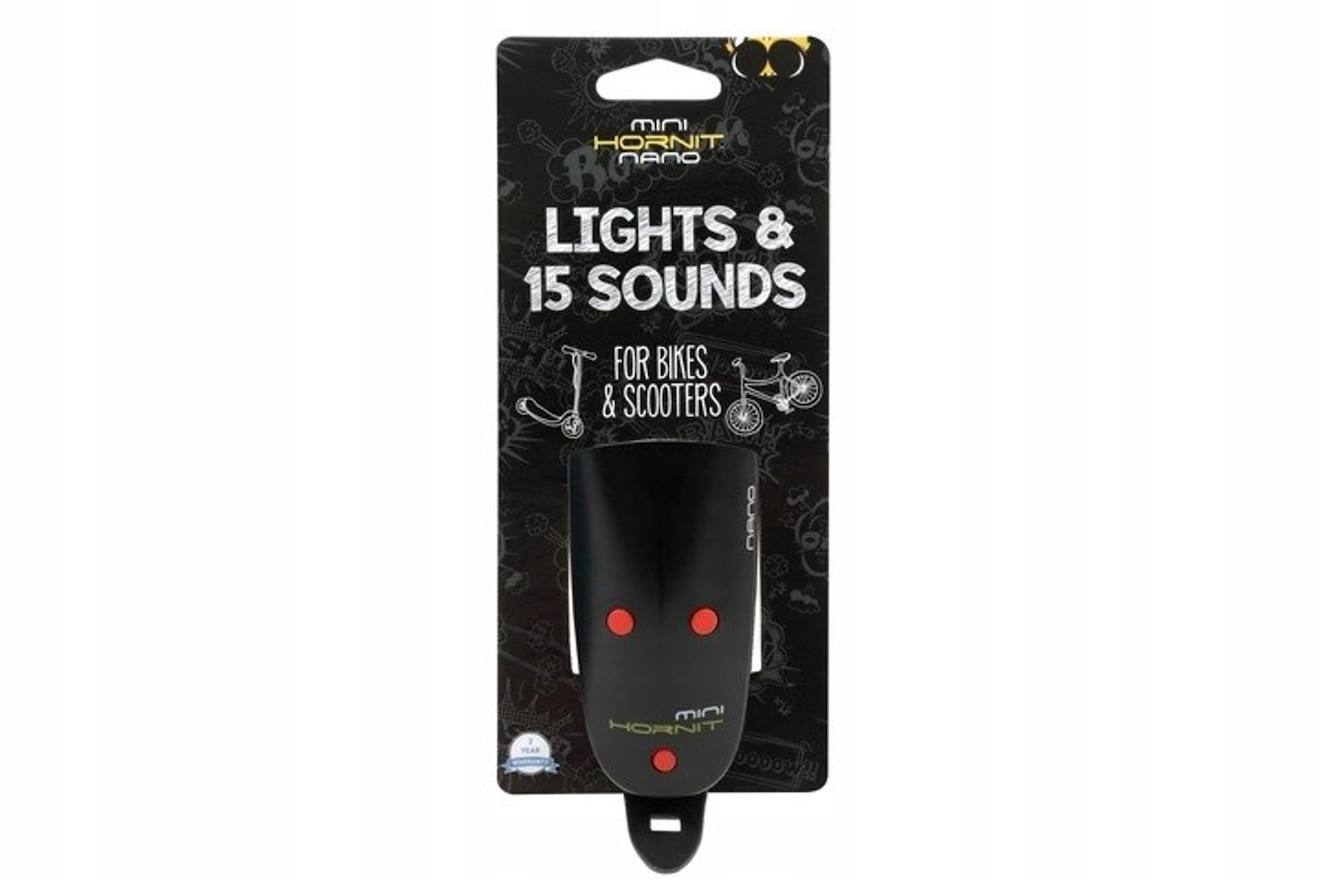 Klaxon Et Lumiere Pour Velo Et Trottinette Nano Noir/rouge