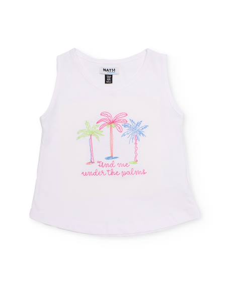 Fille-T-shirt fille en maille avec broderie de palmiers