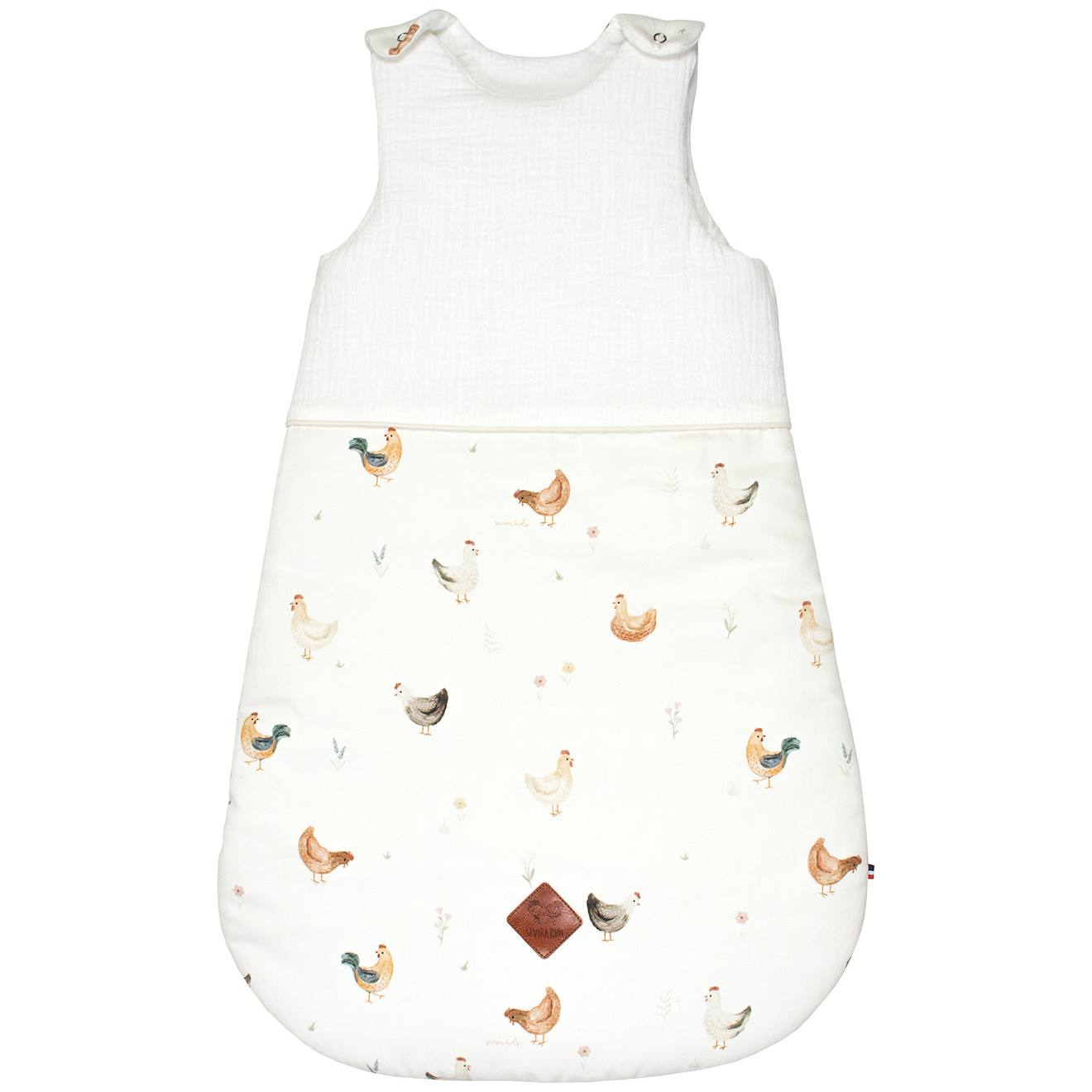 Gigoteuse D'été Légère Tog 0.5 Satin De Coton Gallina Écru – Motif Poules Champêtre