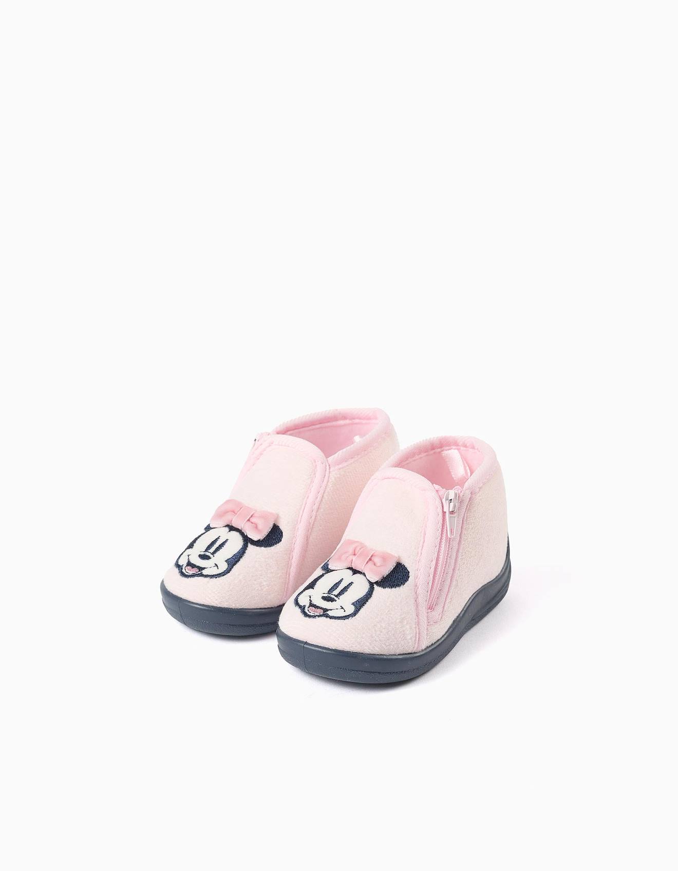 Chaussons En Velours Avec Broderie Minnie Rose Clair Chaussons En Velours Avec Broderie Minnie Rose Clair