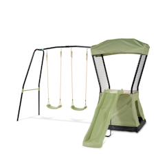 Jouet-Jeux de plein air-Aire de jeux avec toboggan et double balançoire pour jardin