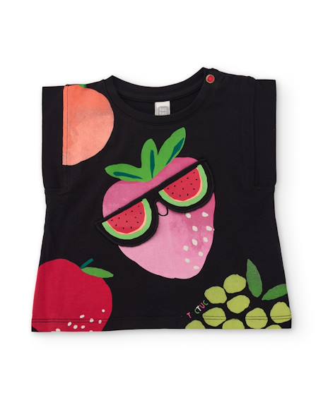 Fille-T-shirt fille en maille avec détail en relief