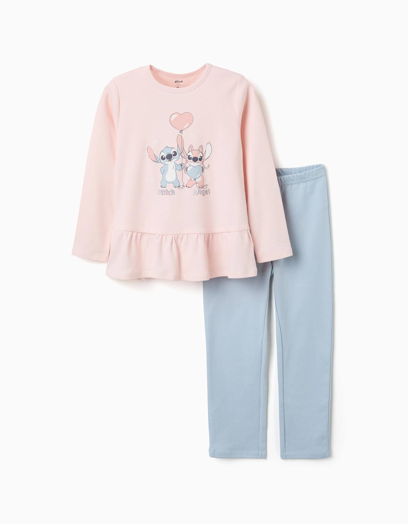 Pyjama Long Avec Imprimé Stitch Qui Brille Dans Le Noir Rose Clair