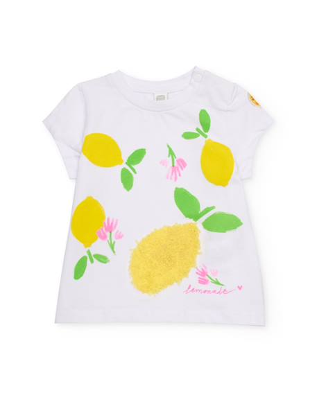 Fille-T-shirt, sous-pull-T-shirt fille en maille avec citron texturé