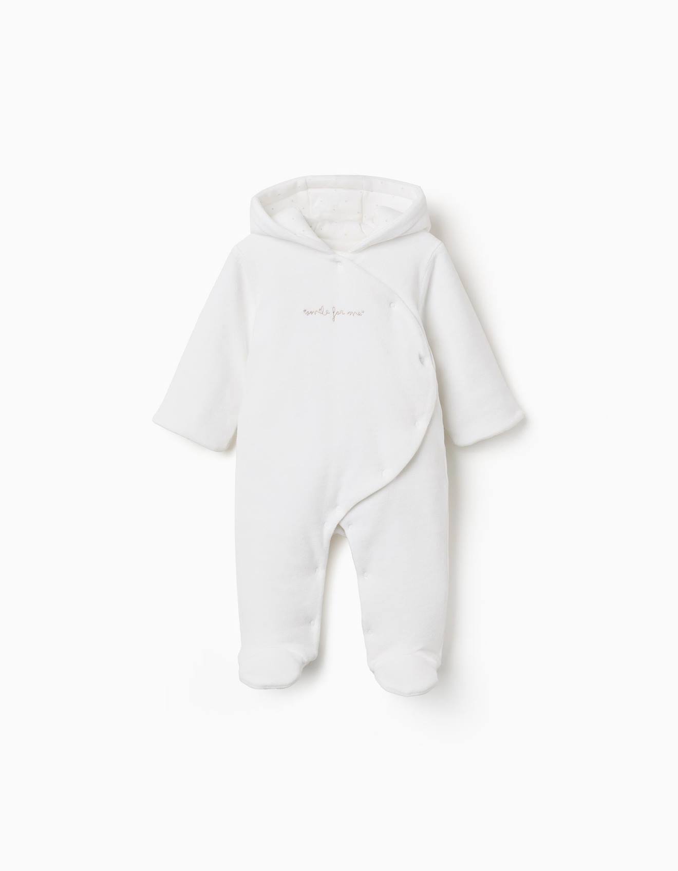 Combipilote En Velours Rembourré Avec Capuche Et Broderie Blanc