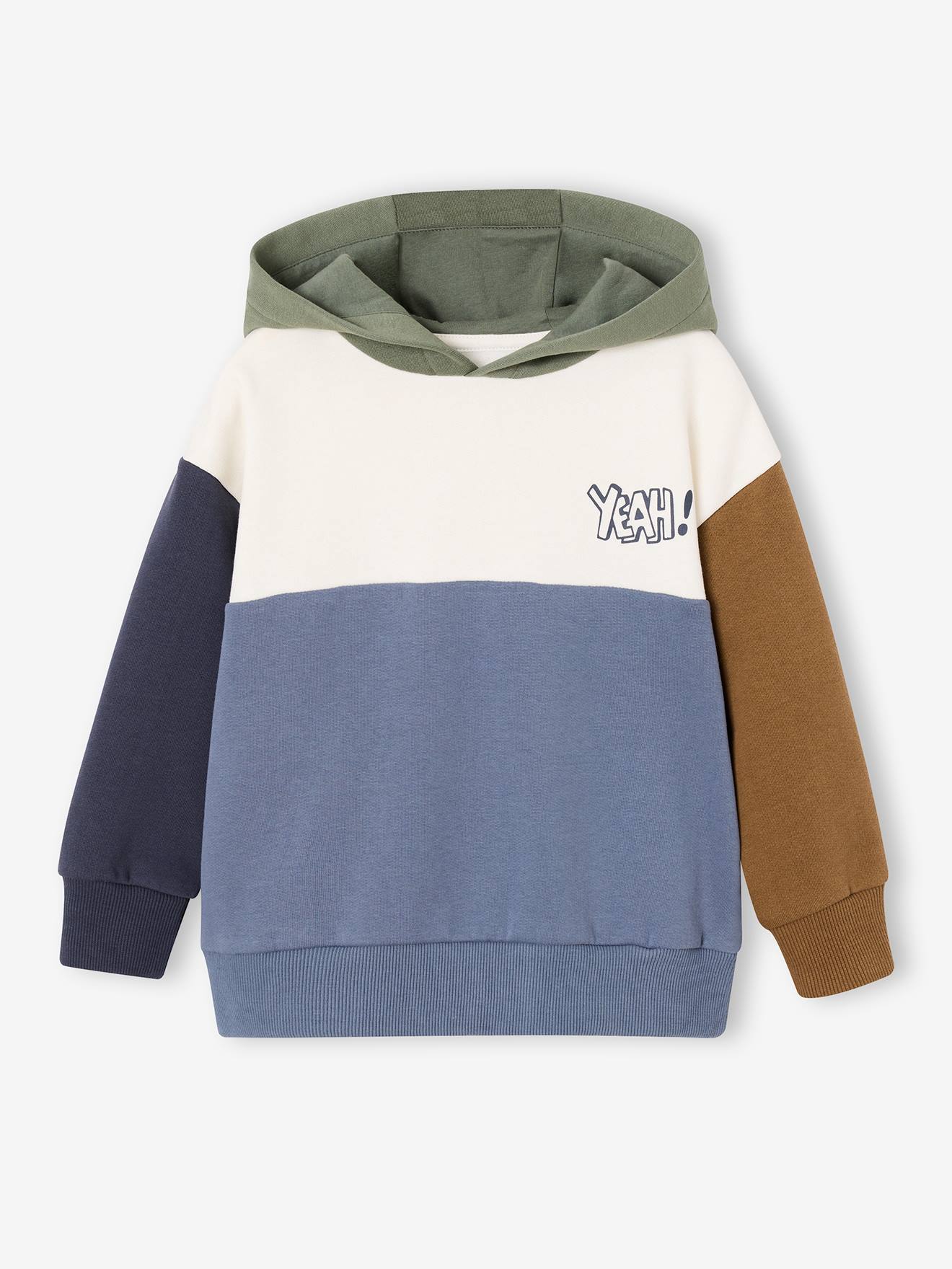 Sweat à capuche colorblock garçon noisette