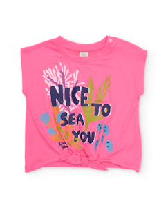 -T-shirt fille en maille avec nœud au bas