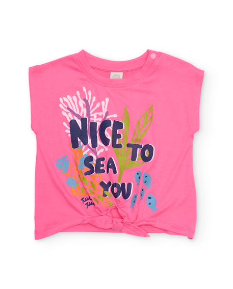 Fille-T-shirt fille en maille avec nœud au bas