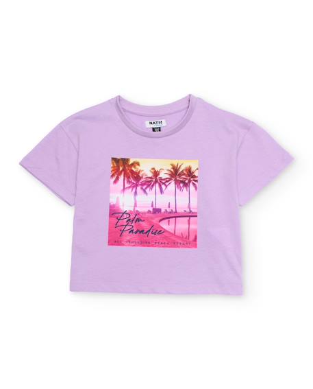 Fille-T-shirt fille en maille avec imprimé sur le devant