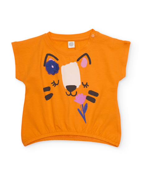 Fille-T-shirt, sous-pull-T-shirt pour fille en maille avec bas élastiqué