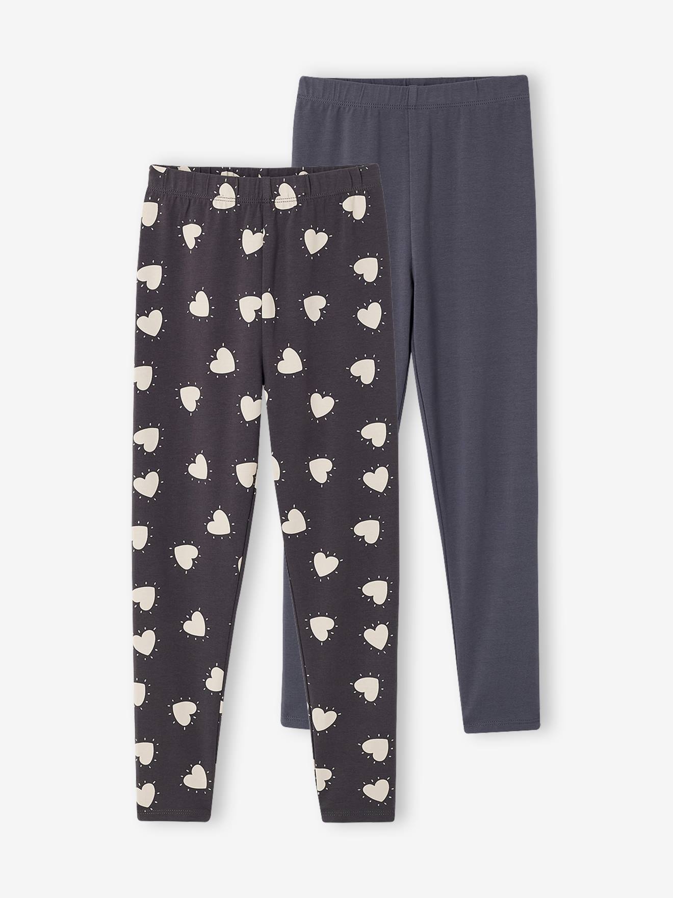 Lot de 2 leggings fille Basics gris foncé