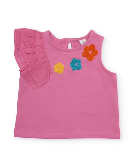 Bébé-T-shirt, sous-pull-T-shirt-T-shirt pour fille en maille avec volant sur le côté