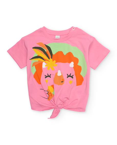 Fille-T-shirt fille en maille avec nœud sur le devant
