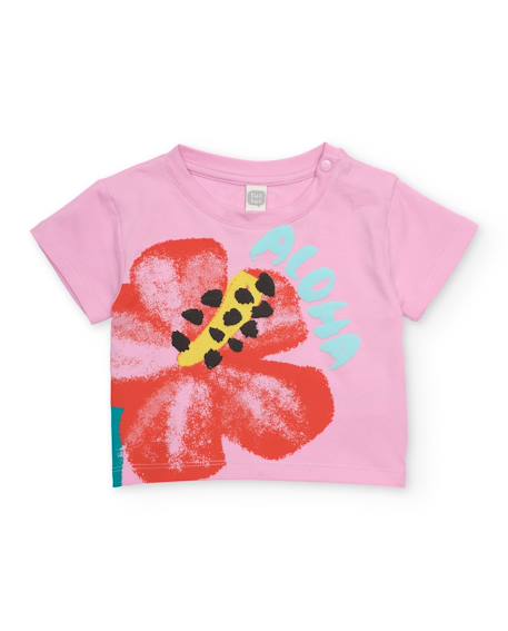 Fille-T-shirt fille en maille avec grand imprimé floral