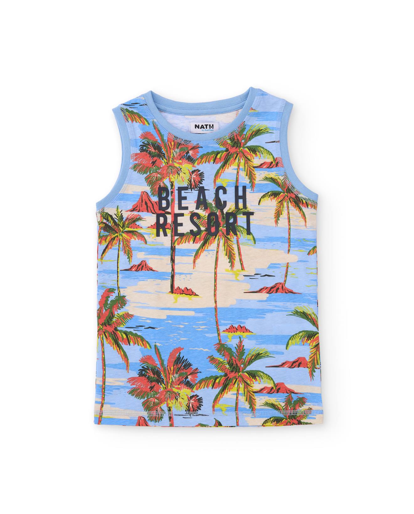 T-shirt Garon En Maille Avec Imprim Tropical Bleu 8 €