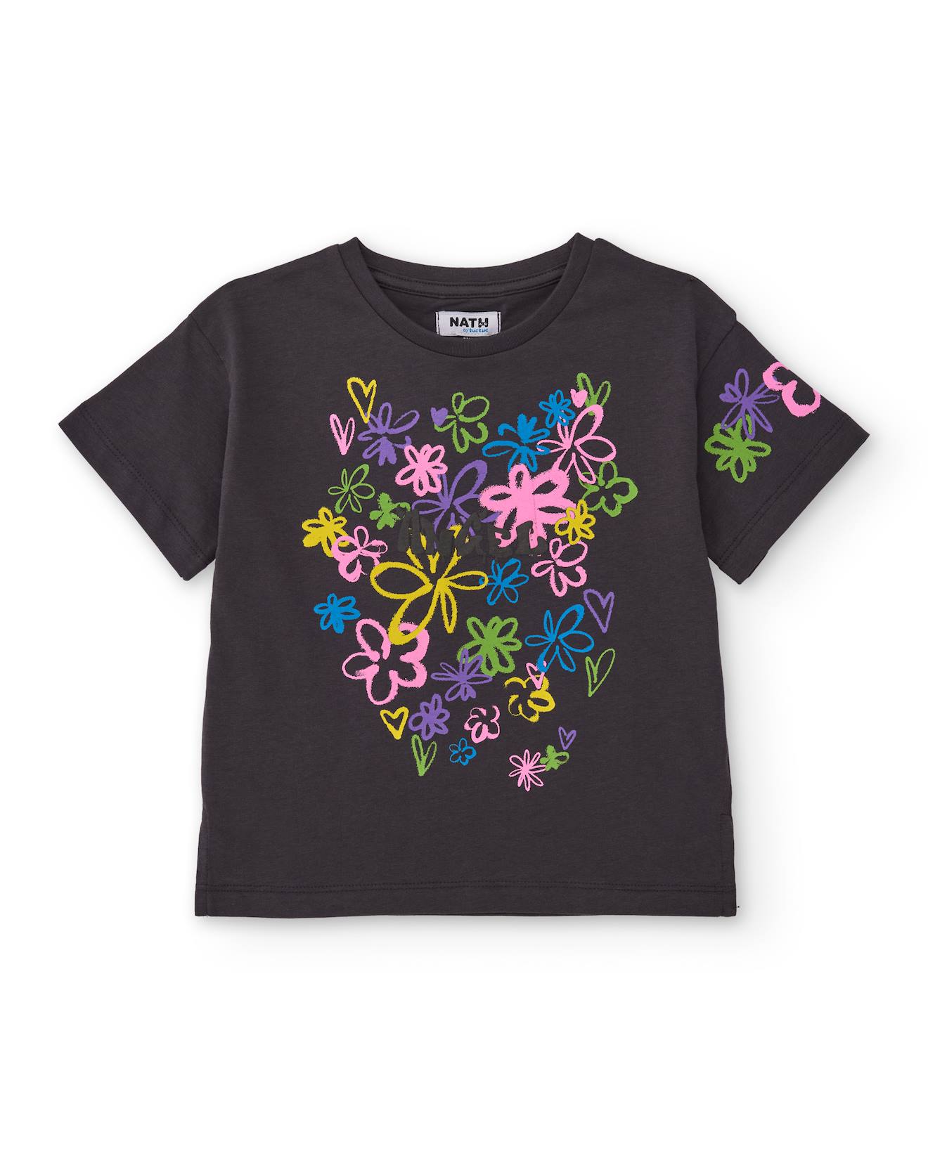 T-shirt Fille En Maille Avec Imprim Floral Gris 12 €