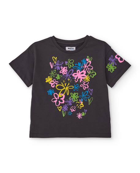 Fille-T-shirt fille en maille avec imprimé floral