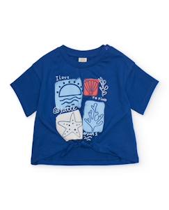 -T-shirt pour fille en maille avec nœud décoratif au bas