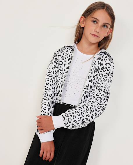 Fille-Pull, gilet, sweat-Sweat fille en maille avec imprimé animal