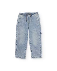 -Pantalon garçon en toile et denim