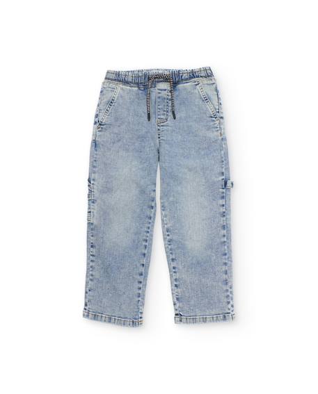 Pantalon garçon en toile et denim  - vertbaudet enfant
