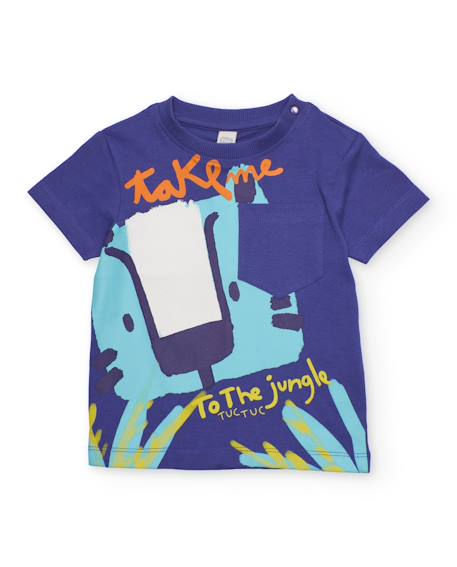 Bébé-T-shirt garçon en maille avec grand imprimé sur le devant
