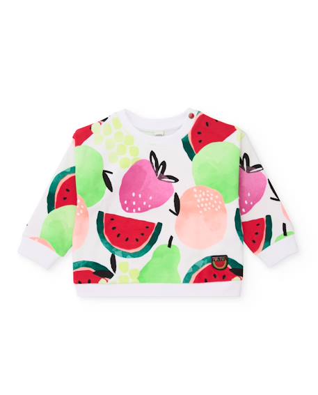 Fille-Pull, gilet, sweat-Sweat-shirt fille en maille avec imprimé de fruits