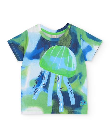 T-shirt garçon en maille avec imprimé effet aquarelle  - vertbaudet enfant