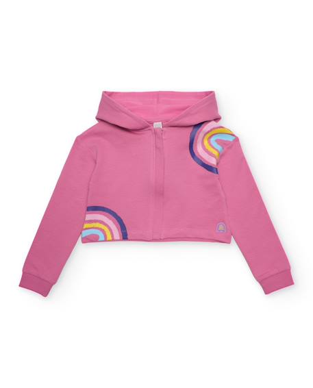 Fille-Pull, gilet, sweat-Sweat-Sweat pour fille en maille avec coupe courte