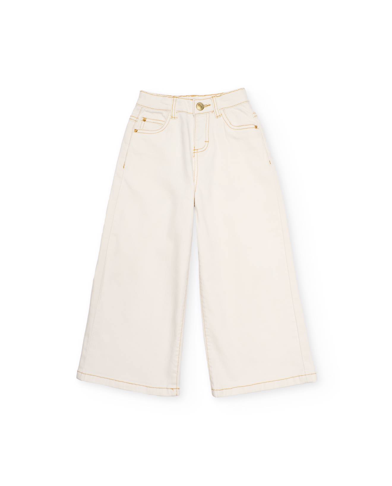 Pantalon Fille En Tissu Tissé À Jambe Large Blanc