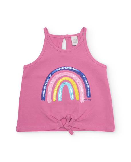 Bébé-T-shirt pour fille en maille avec arc-en-ciel à sequins