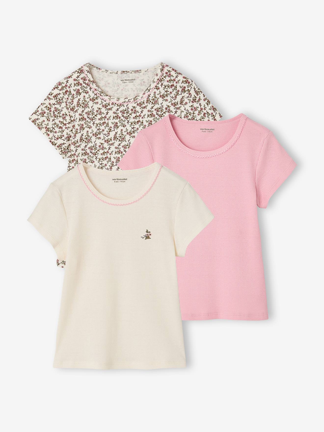 Lot de 3 T-shirts manches courtes fille beige 15$