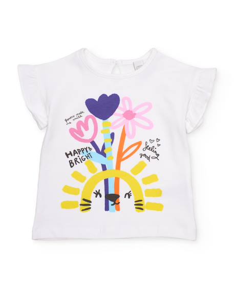 Fille-T-shirt, sous-pull-T-shirt pour fille en maille avec volants aux manches