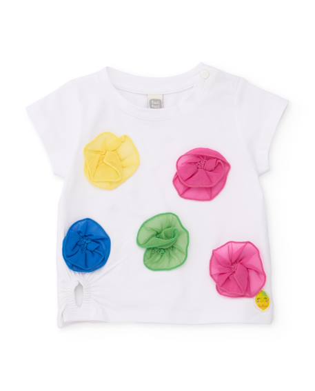 Bébé-T-shirt, sous-pull-T-shirt-T-shirt fille en maille avec fleurs en volume