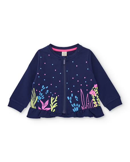 Fille-Sweat-shirt fille en maille avec volant au bas