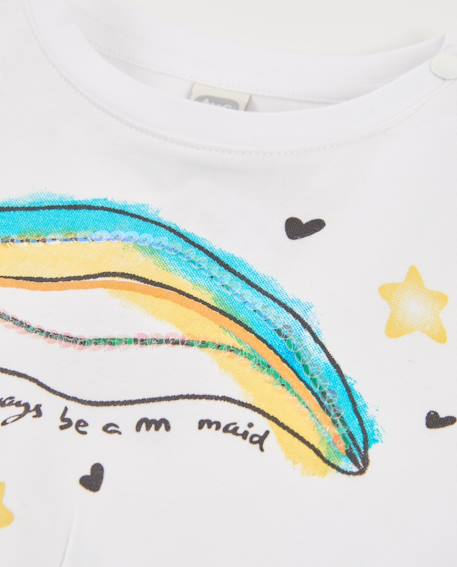 T-shirt en maille pour fille avec détails brillants Blanc 3 - vertbaudet enfant 