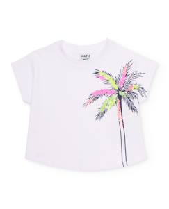 -T-shirt fille en maille avec palmier sur le côté