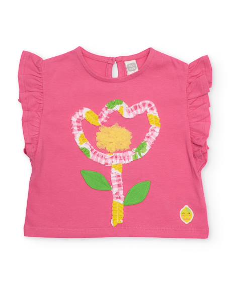 Bébé-T-shirt fille en maille avec fleur en relief