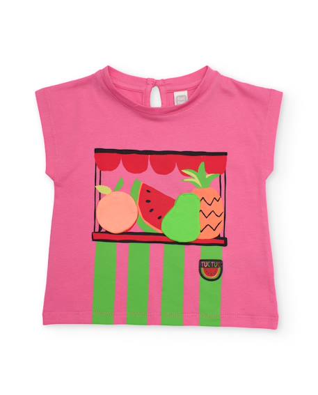 Fille-T-shirt fille en maille avec fruits en relief