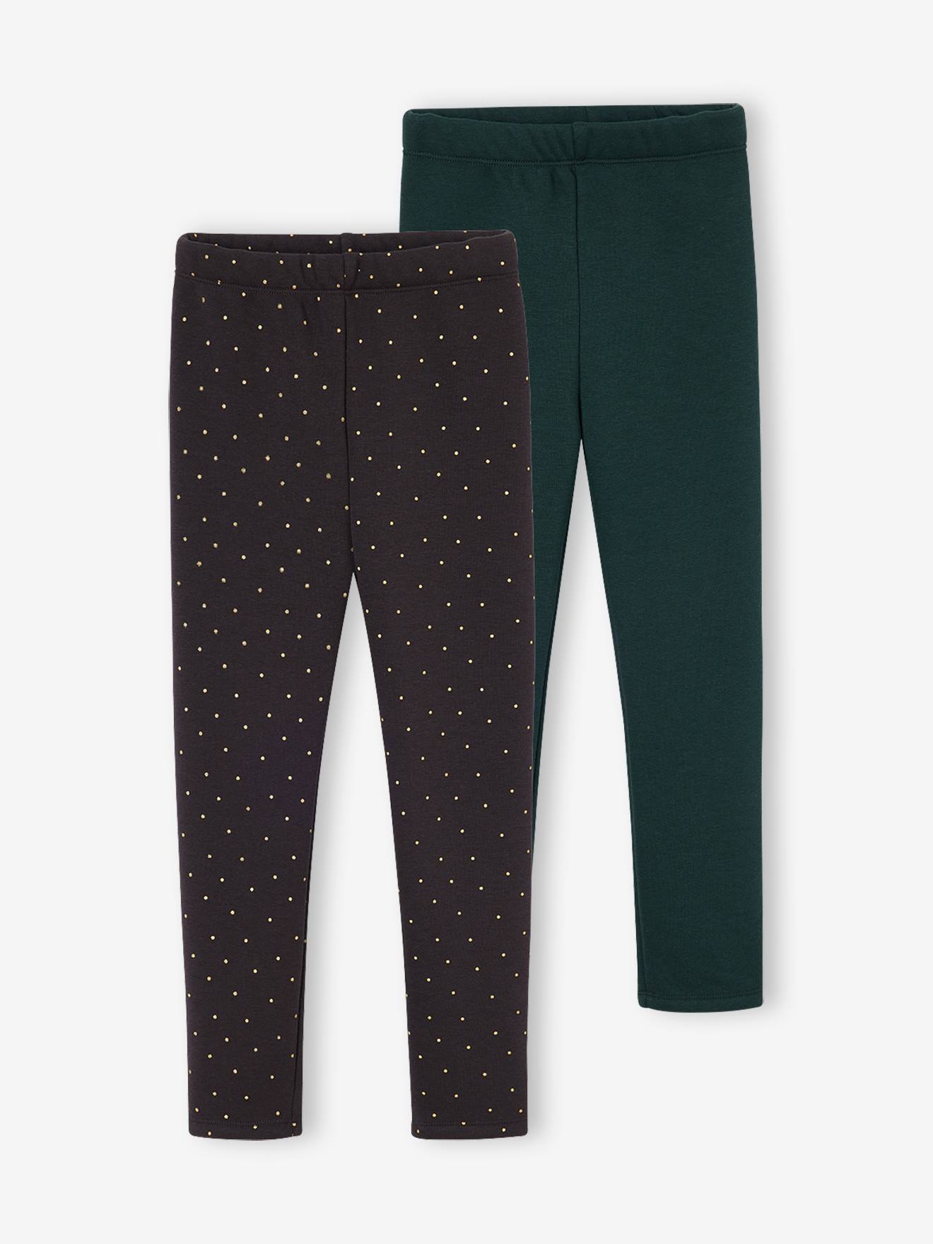 Lot 2 Leggings fille doublés maille polaire anthracite
